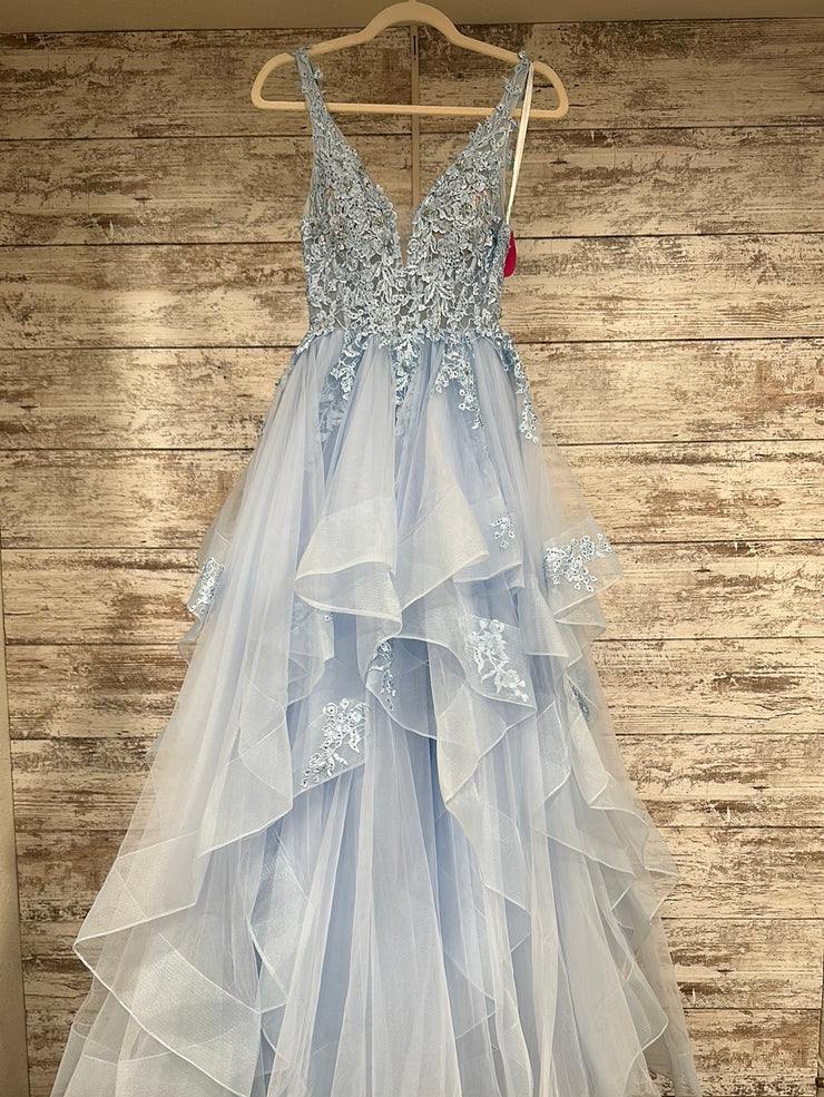 BLUE RUFFLED PRINCESS GOWN