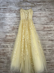 YELLOW/FLORAL A LINE GOWN