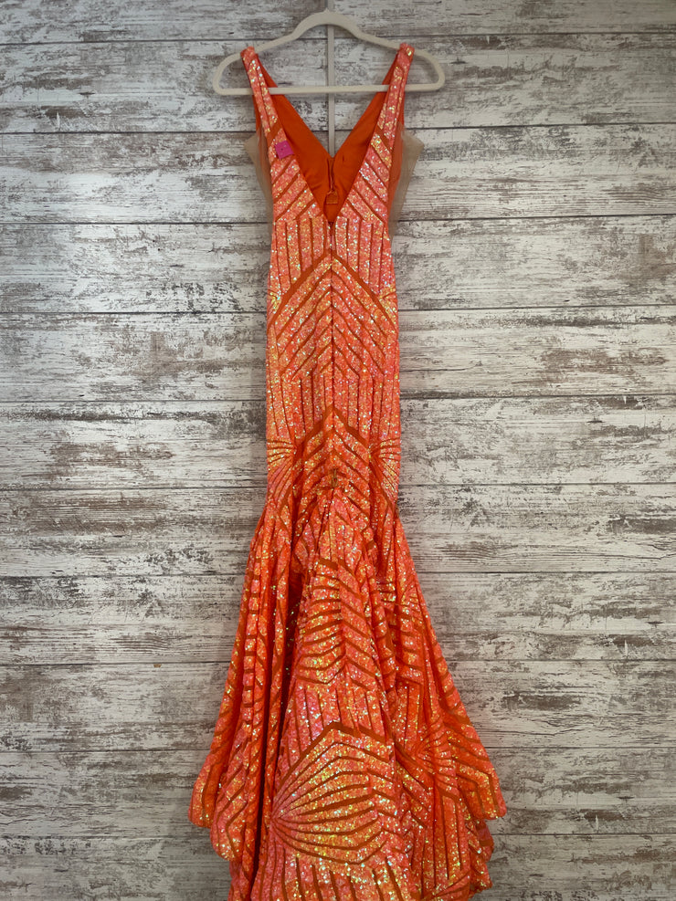 ORANGE SEQUIN MERMAID GOWN