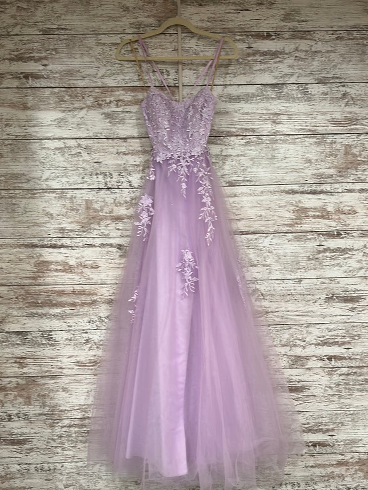 LAVENDER/FLORAL A LINE GOWN