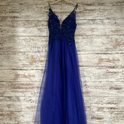 ROYAL BLUE A LINE GOWN