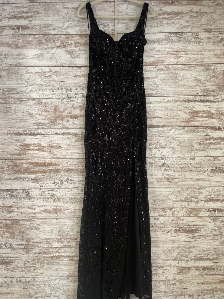 BLACK SPARKLY LONG DRESS