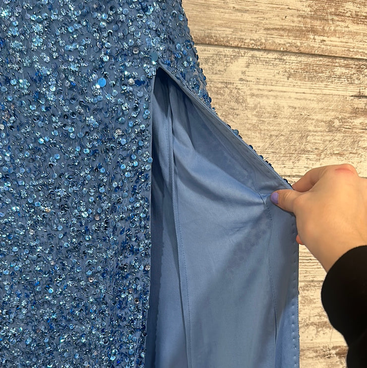 BLUE FULL SEQUIN LONG DRESS