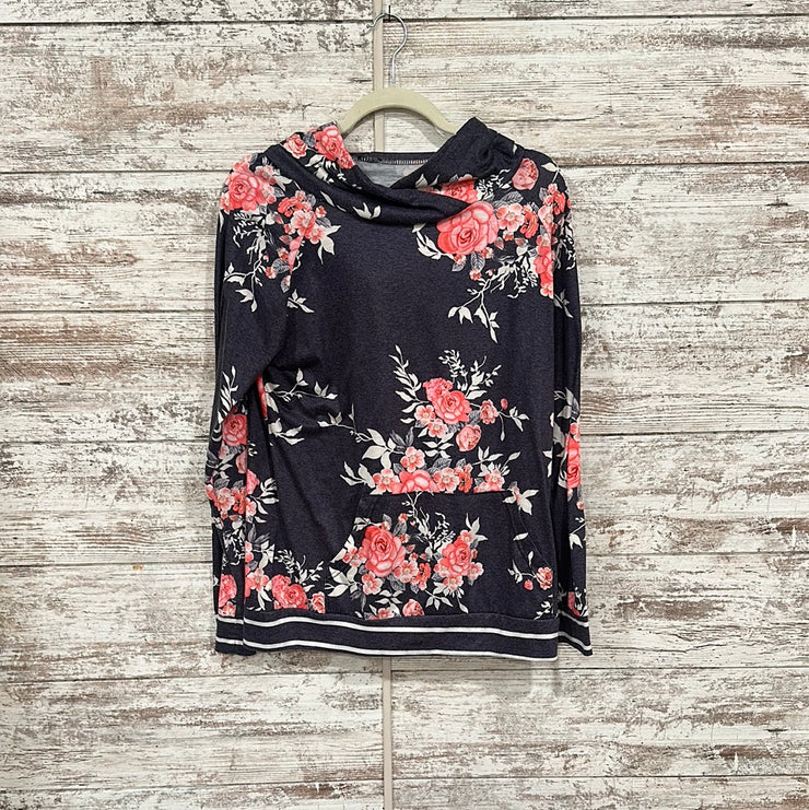 GRAY/FLORAL HOODIE