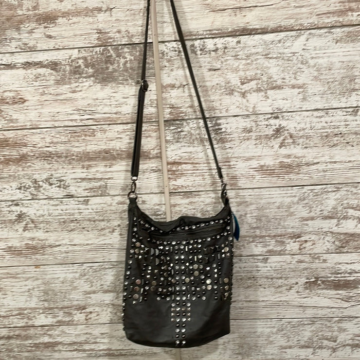 GRAY W/GEMS CROSSBODY PURSE