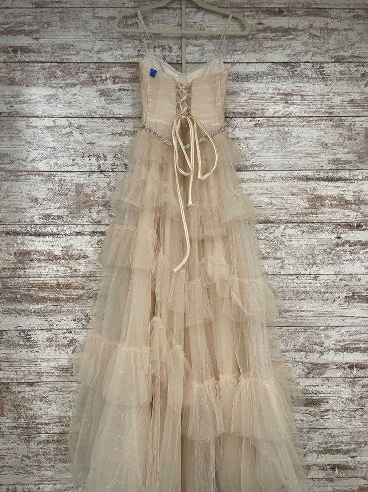 IVORY TIERED A LINE GOWN