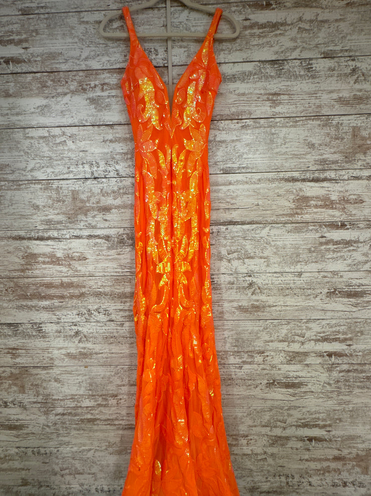 ORANGE SEQUIN LONG DRESS