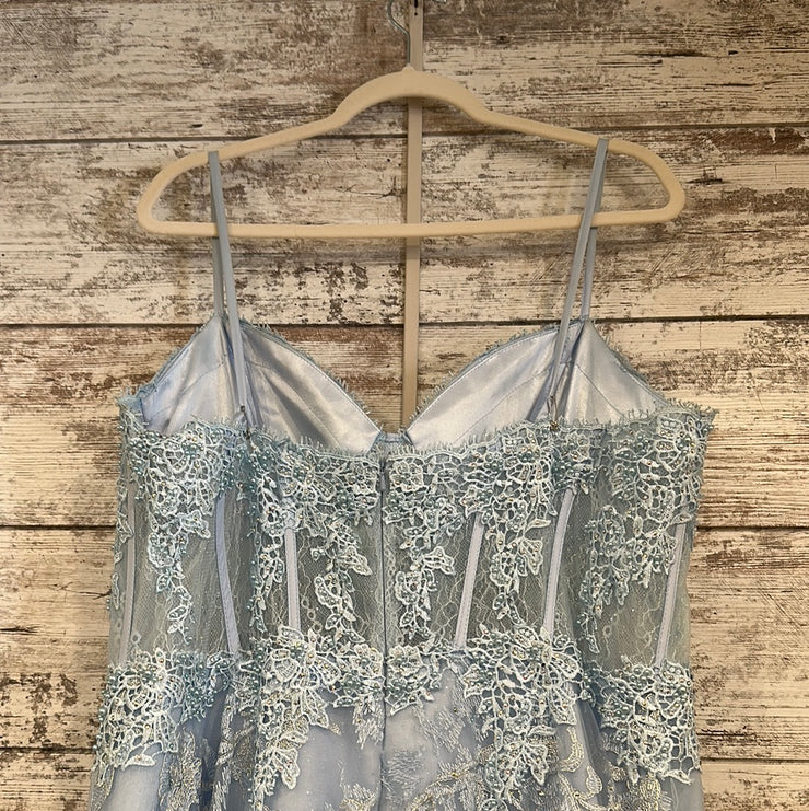 BLUE/FLORAL A LINE GOWN