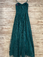 GREEN SPARKLY A LINE GOWN