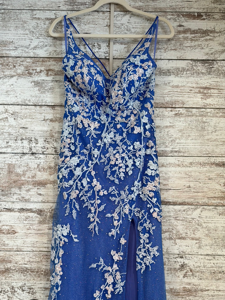 BLUE/WHITE FLORAL LONG DRESS