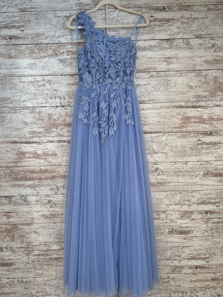 BLUE/FLORAL A LINE GOWN (NEW)