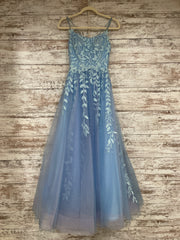 BLUE/FLORAL A LINE GOWN