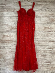 RED SPARKLY LONG DRESS