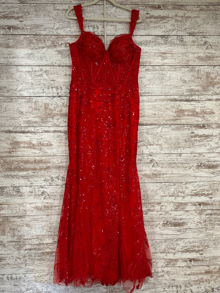 RED SPARKLY LONG DRESS