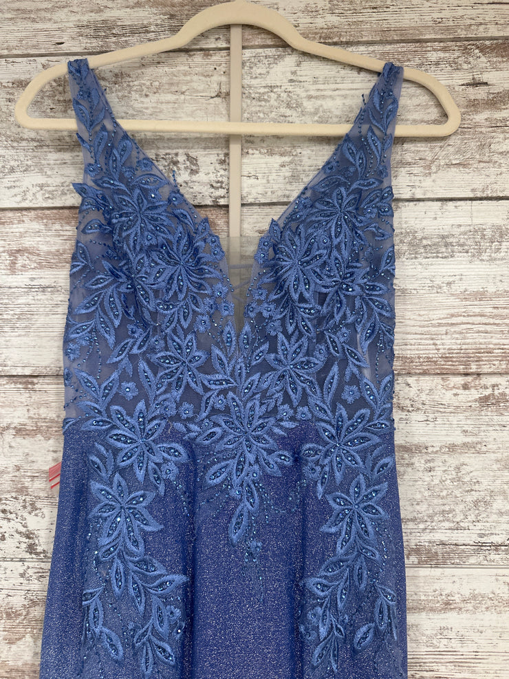 BLUE/FLORAL LONG EVENING GOWN