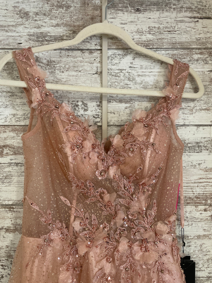 BLUSH SPARKLY A LINE GOWN -NEW