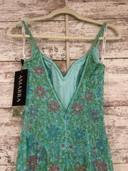 GREEN BEADED LONG DRESS (NEW)