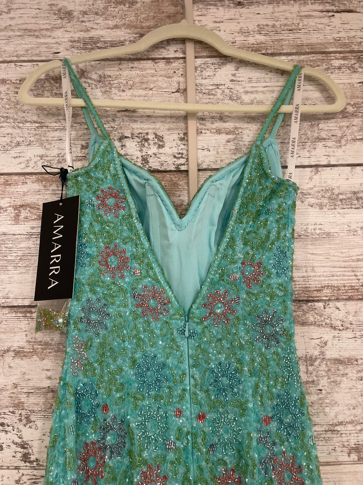 GREEN BEADED LONG DRESS (NEW)