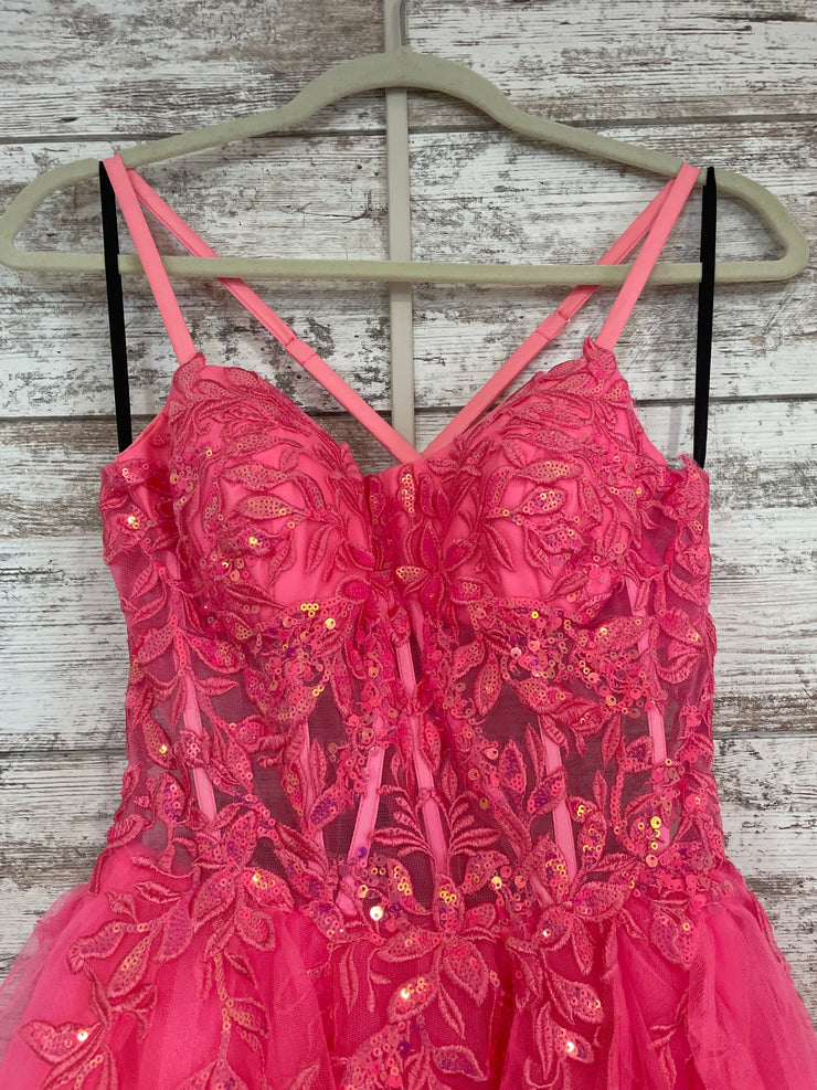 PINK/FLORAL A LINE GOWN (NEW)
