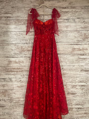 RED/FLORAL A LINE GOWN (NEW)
