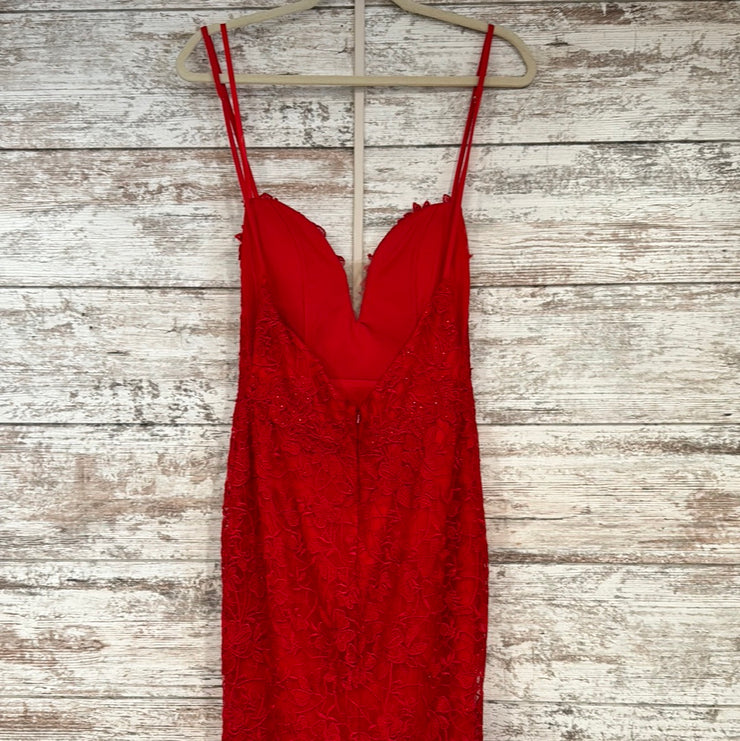 RED LACE LONG DRESS (NEW)