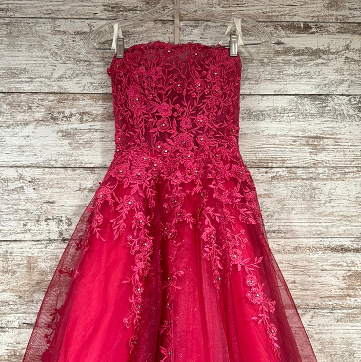 PINK/FLORAL A LINE GOWN