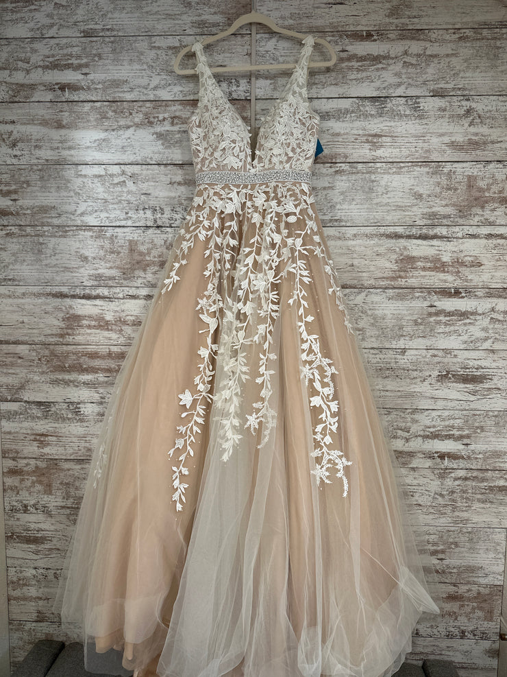 IVORY/FLORAL A LINE GOWN