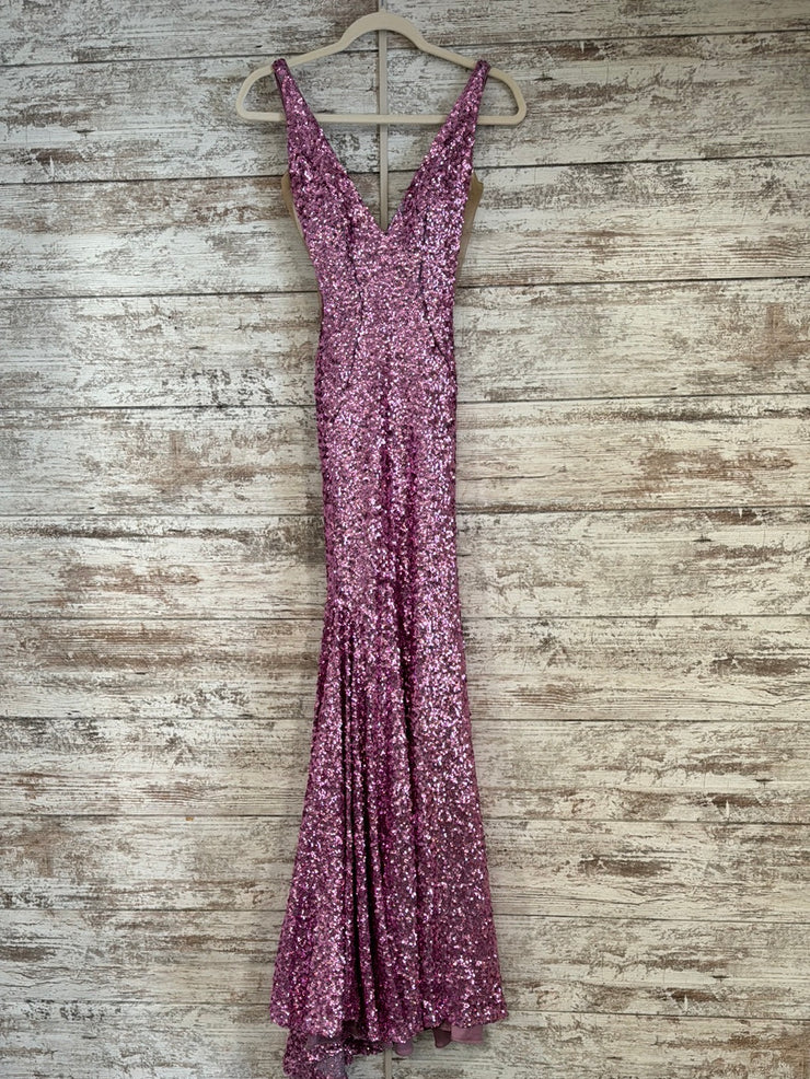 PINK FULL SEQUIN LONG DRESS