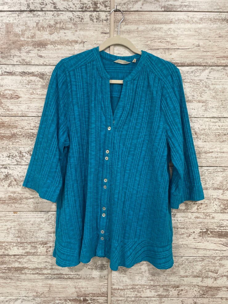 TEAL BUTTON UP TUNIC $79