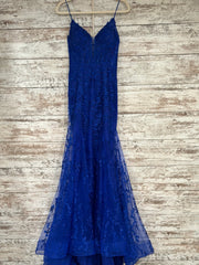 ROYAL BLUE/FLORAL LONG DRESS