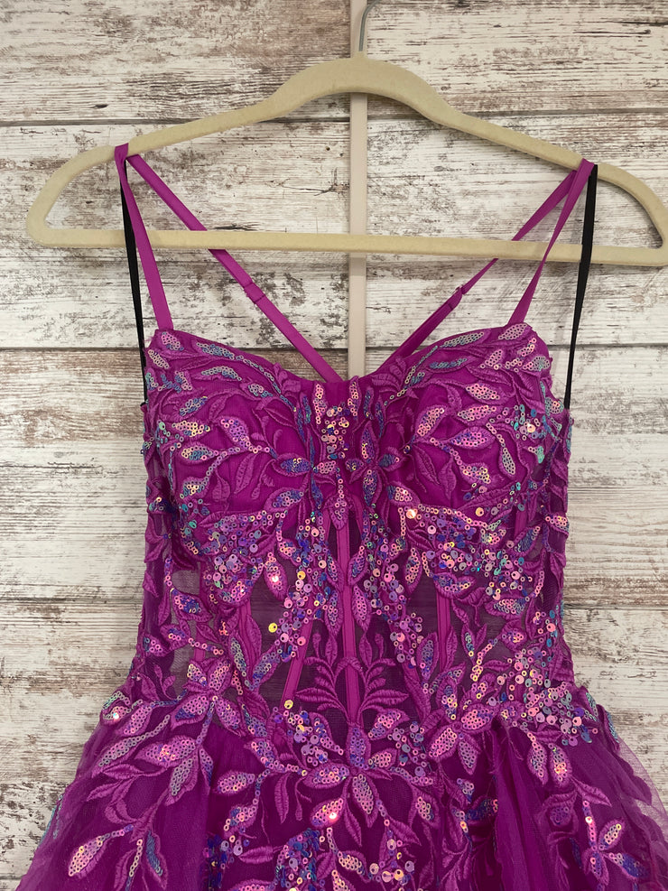 PINK/FLORAL A LINE GOWN (NEW)