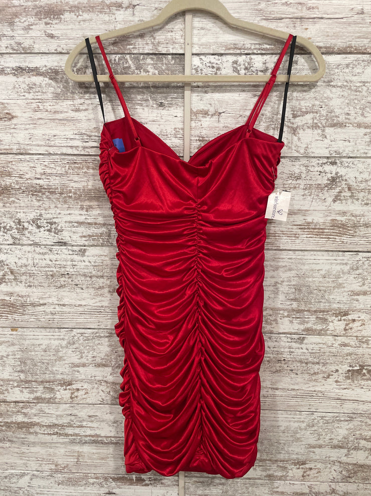 RED SATIN SHORT DRESS