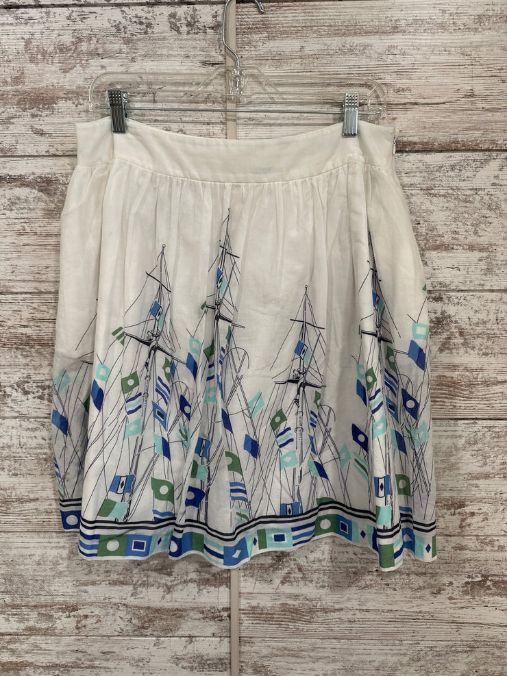 WHITE/BLUE 100% COTTON SKIRT