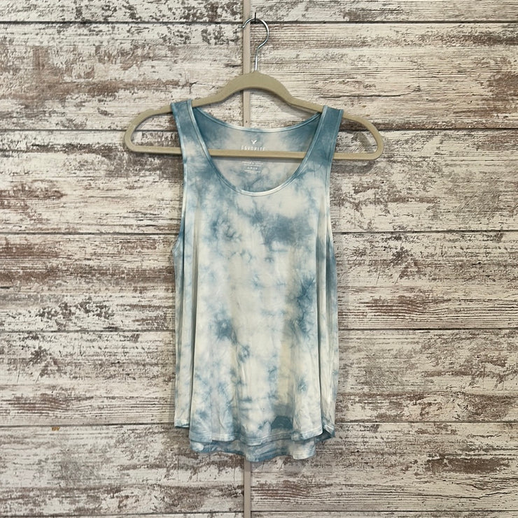 WHITE/BLUE TIE DYED SLEEVELESS