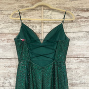 GREEN BEADED LONG EVENING GOWN