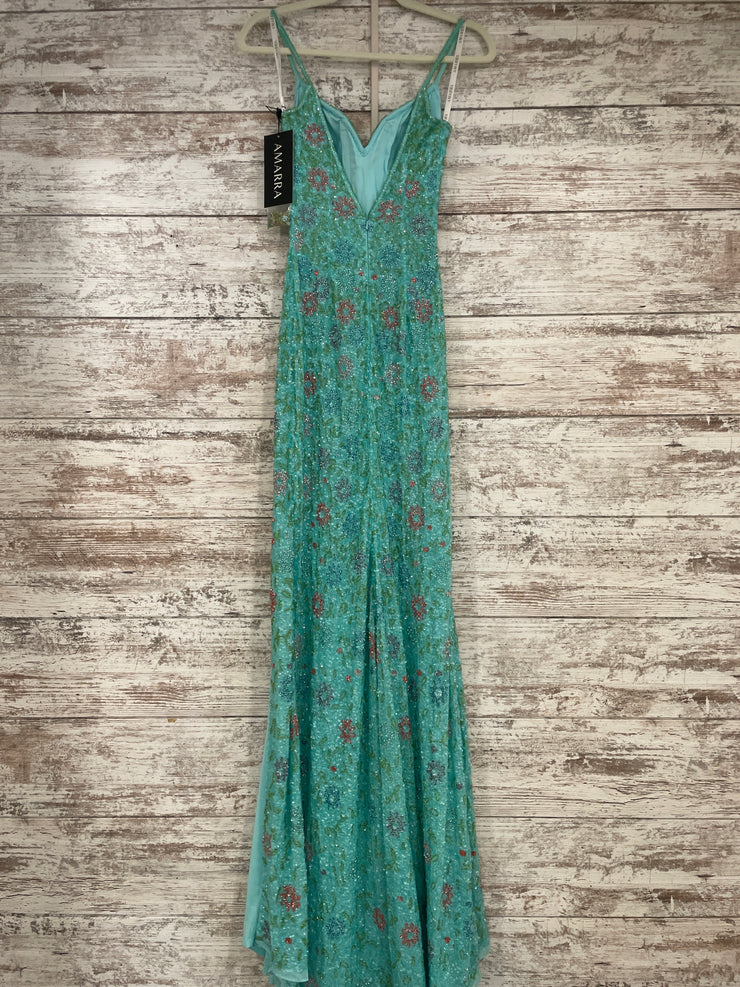 GREEN BEADED LONG DRESS (NEW)