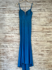 TEAL SPARKLY LONG EVENING GOWN