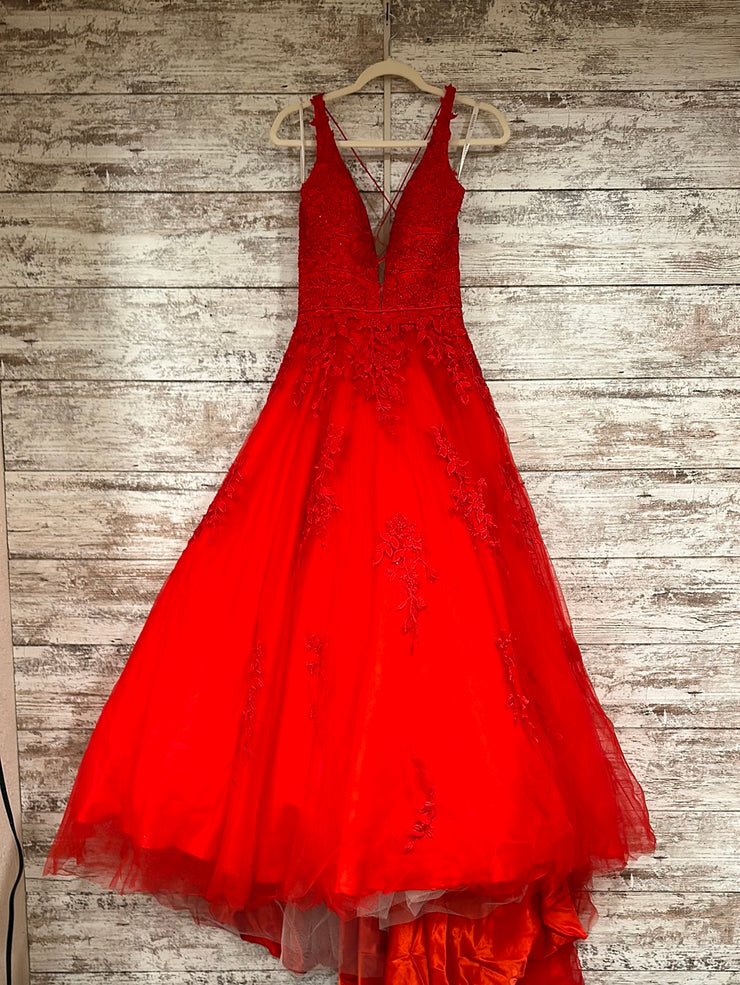RED/FLORAL A LINE GOWN
