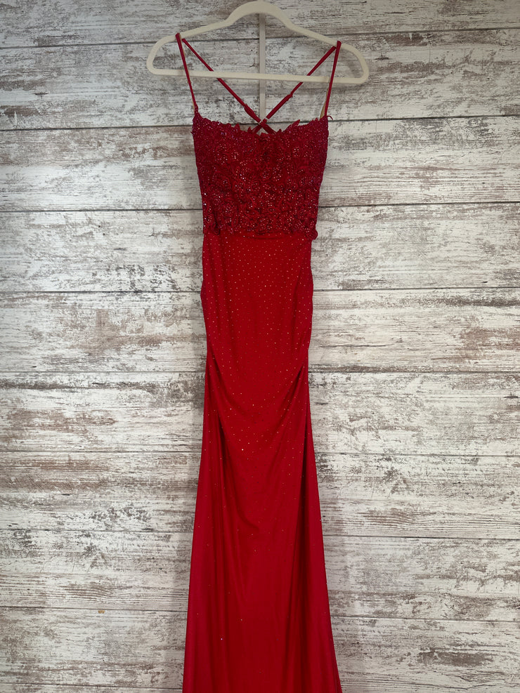 RED SPARKLY LONG DRESS