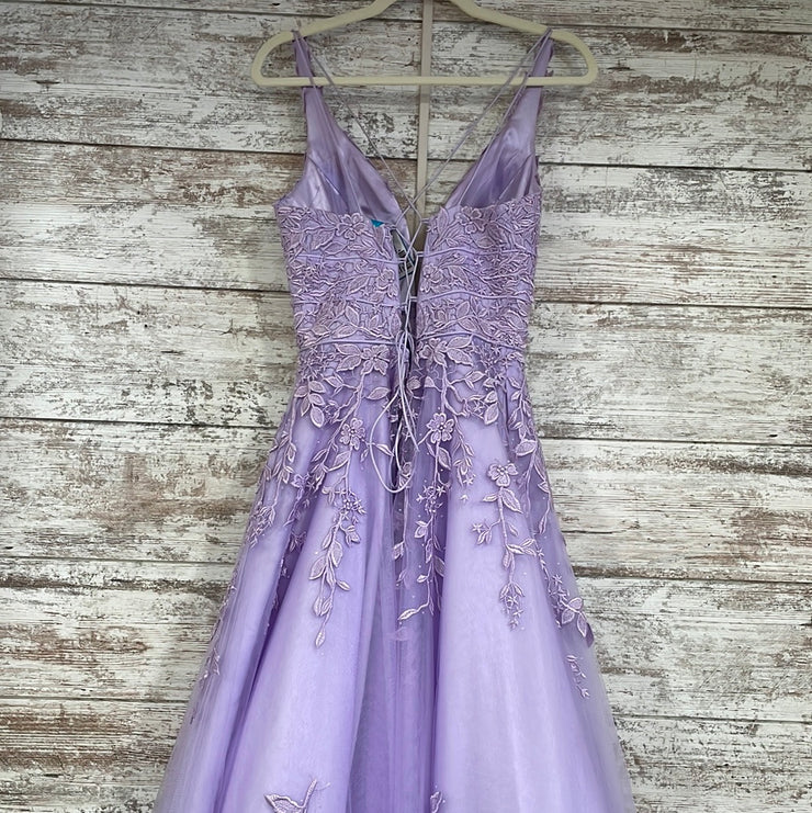 LAVENDER/FLORAL A LINE GOWN