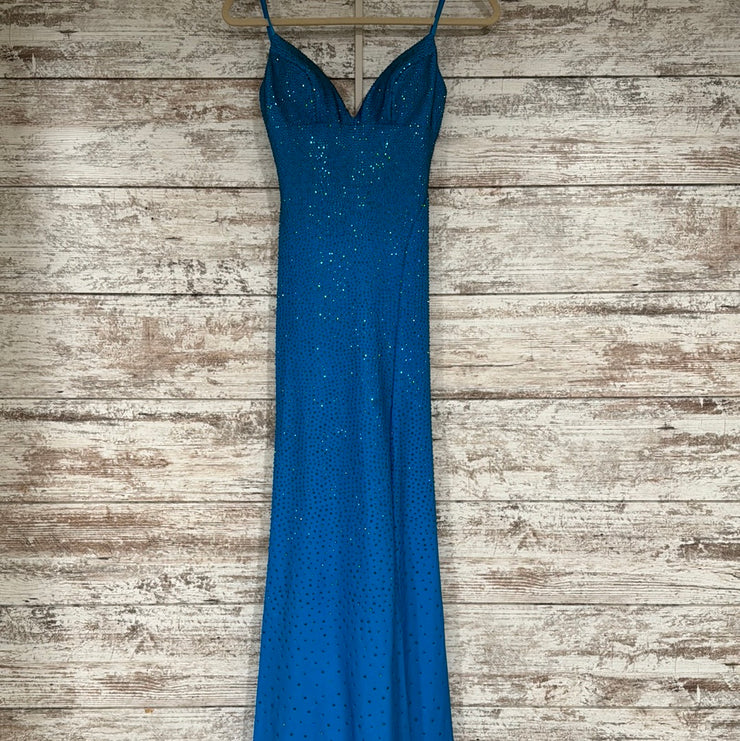 TEAL SPARKLY LONG EVENING GOWN