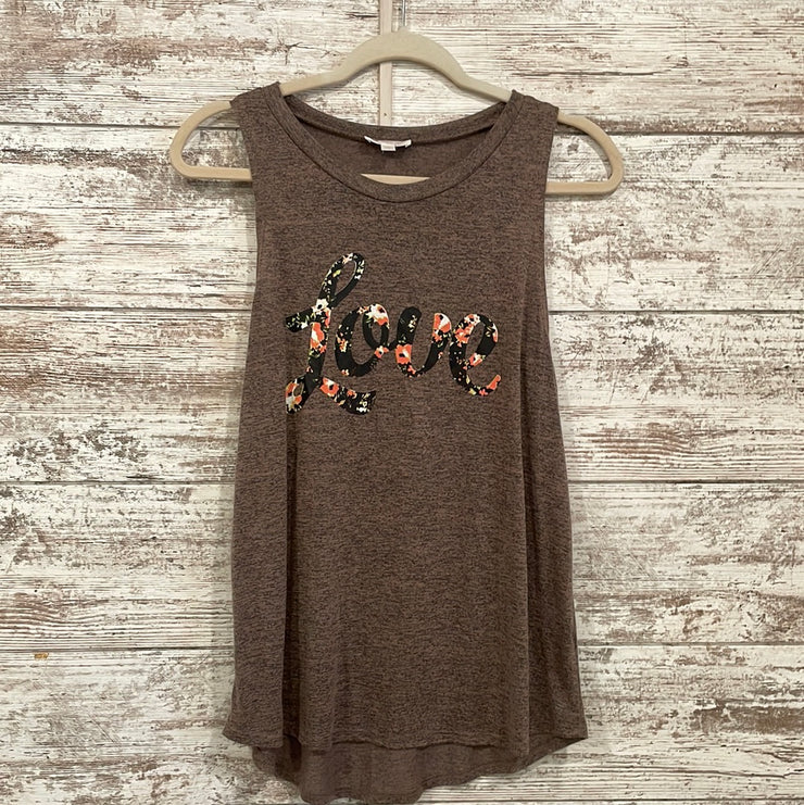 BROWN LOVE SLEEVELESS TOP