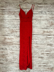 RED LACE LONG EVENING GOWN