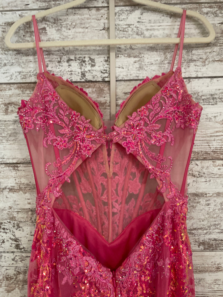 PINK SPARKLY LONG EVENING GOWN