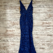 ROYAL BLUE/FLORAL LONG DRESS