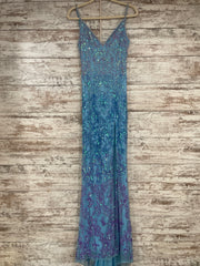 BLUE BEADED LONG DRESS (NEW)