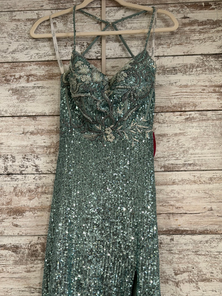 GREEN FULL SEQUIN LONG DRESS