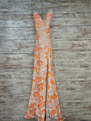 ORANGE/WHITE SEQUIN LONG DRESS