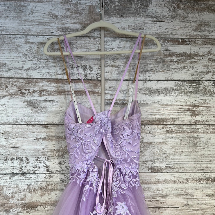 LAVENDER/FLORAL A LINE GOWN