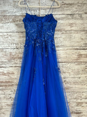 ROYAL BLUE/FLORAL A LINE GOWN